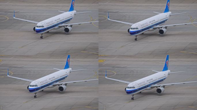 南方航空飞机在浦东机场跑道滑行