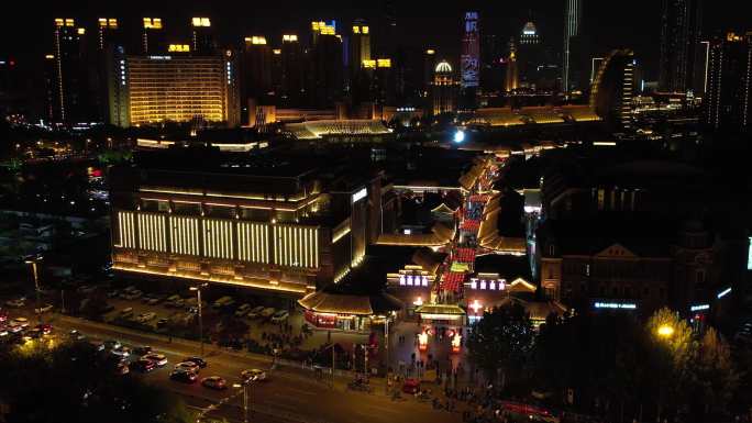 4K 天津古文化街 夜景 航拍