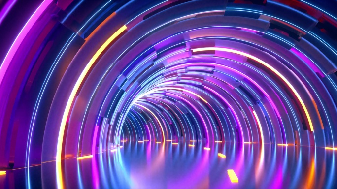 科幻霓虹管道空间穿梭隧道
