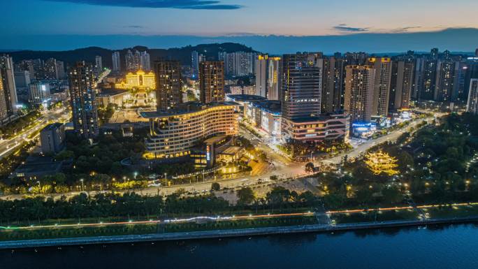 合川华帝王朝城市夜景内透航拍延时