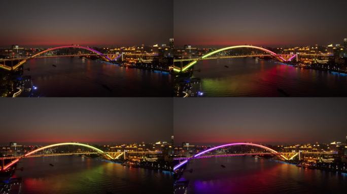 航拍上海卢浦大桥夜景