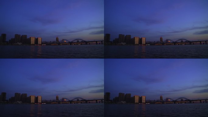 蓝调的哈尔滨松花江铁路桥