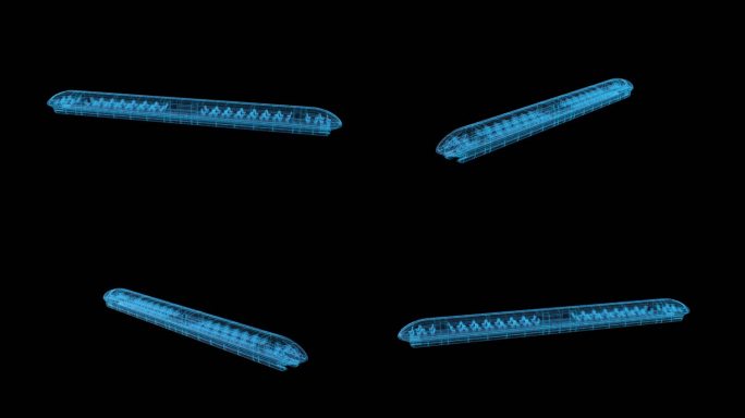高铁轻轨三维科技线框模型