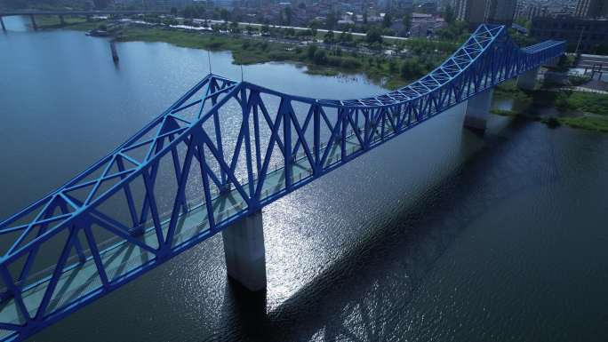 【4K】河流蓝色景观桥航拍