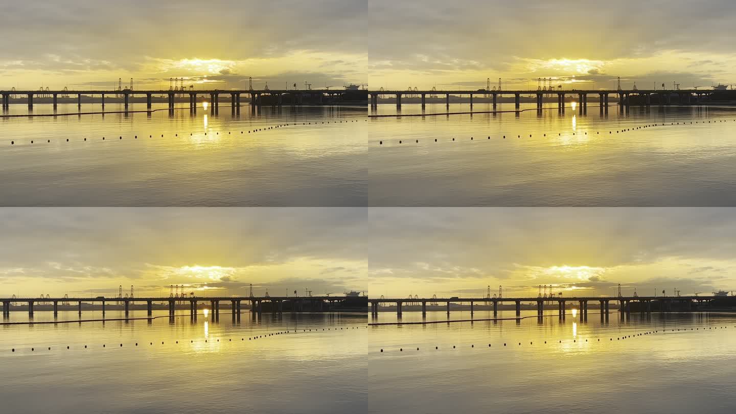 跨海大桥的日落
