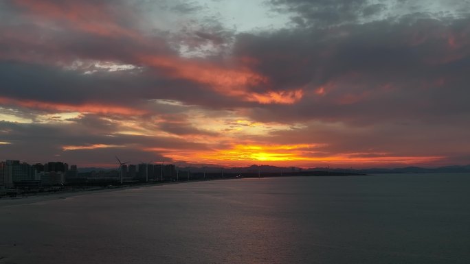 威海市 高区 国际海水浴场 日落 风车