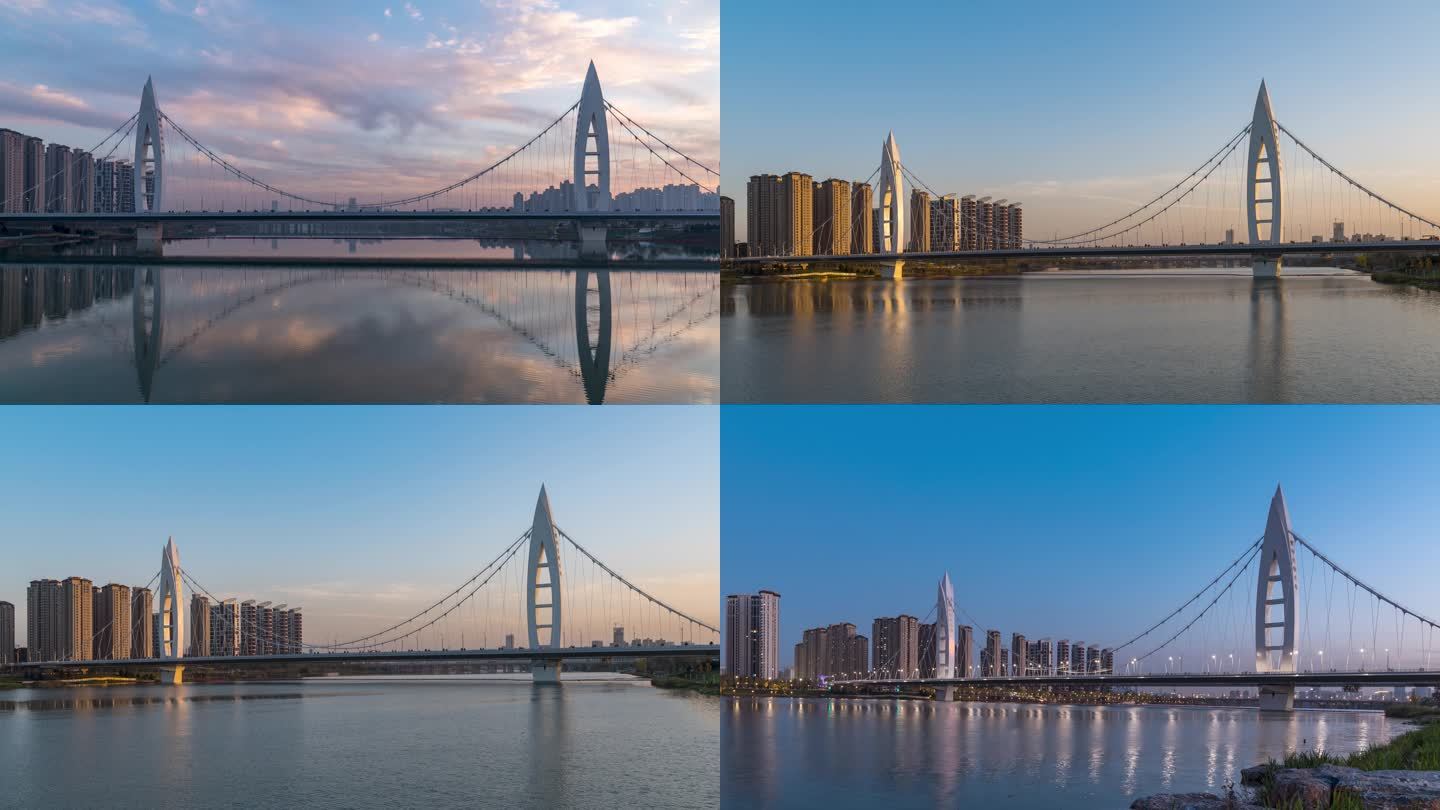 西安灞河浐灞元朔大桥4K延时摄影