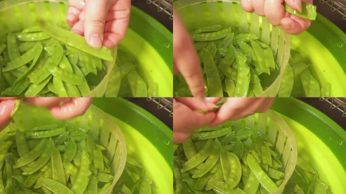 处理食材洗荷兰豆 (3)