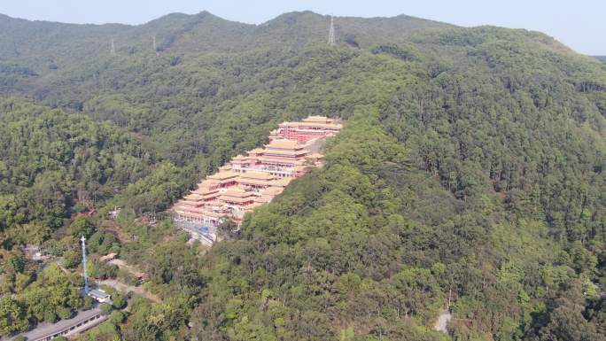 航拍东莞大岭山观音寺