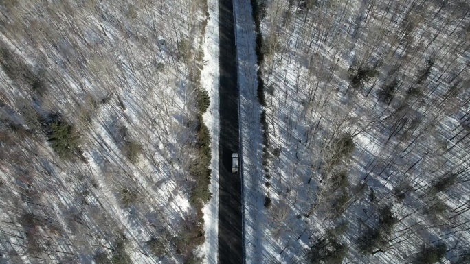 吉林白山市G331国道林海雪原风光航拍