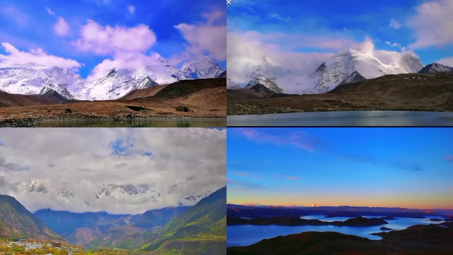西藏延时视频羊卓雍措卓木拉日雪山