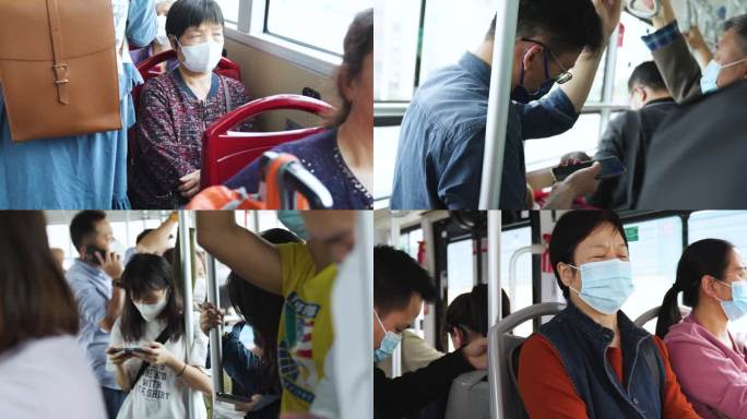 厦门乘客游客坐在BRT车上（4K50帧）