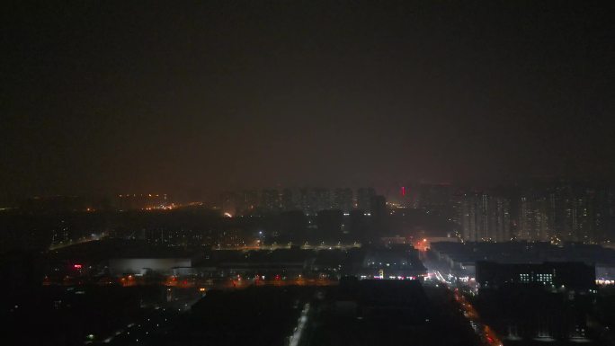 郑州城市夜景航拍春节烟花4K