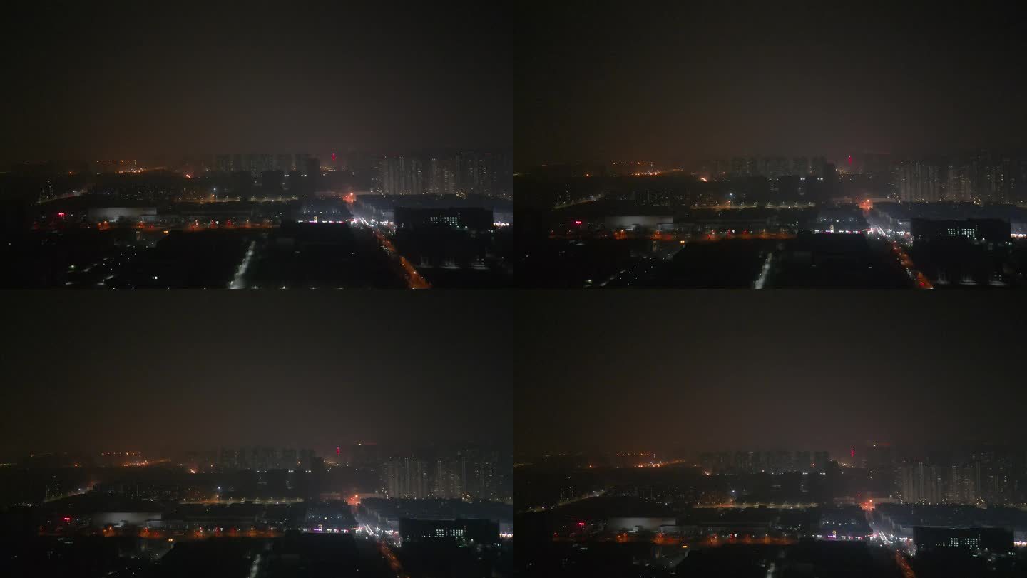 郑州城市夜景航拍春节烟花4K