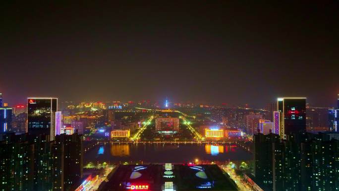 洛阳市政府夜景航拍