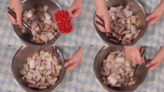 厨房剪刀处理小红椒小米辣 (1)