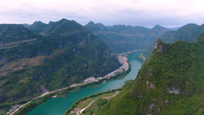 广西河池红水河喀斯特地貌航拍