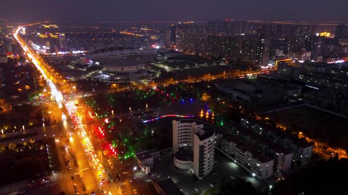 淮北 世纪广场夜景 淮北体育中心 人民中