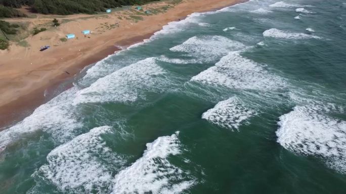 海浪航拍水无人海滩