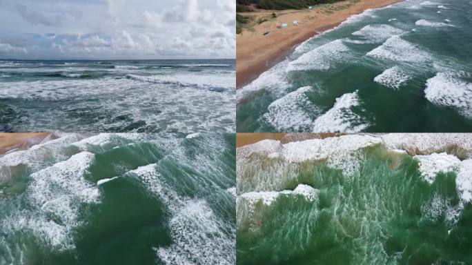 海浪航拍水无人海滩