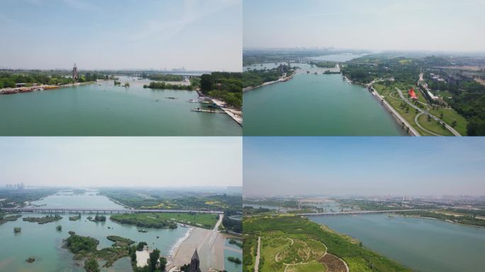 石家庄滹沱河航拍 太平河城市片区