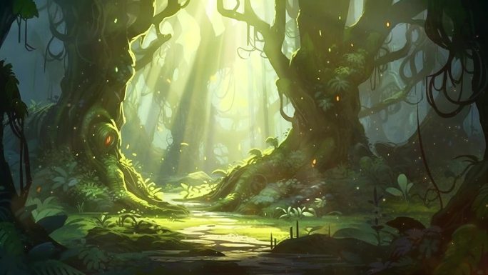 卡通魔法森林背景