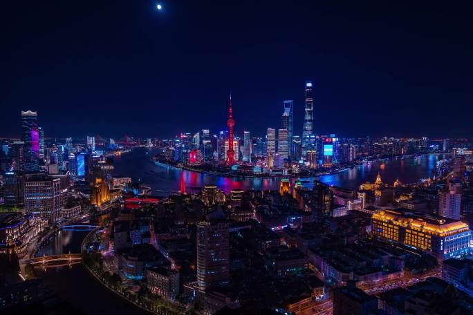 上海 苏州河 黄浦江 陆家嘴 夜景 延时