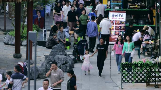 餐饮 人群人流 小吃一条街 人群人流8k