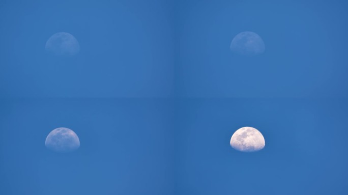 蓝天月球在白天看月亮
