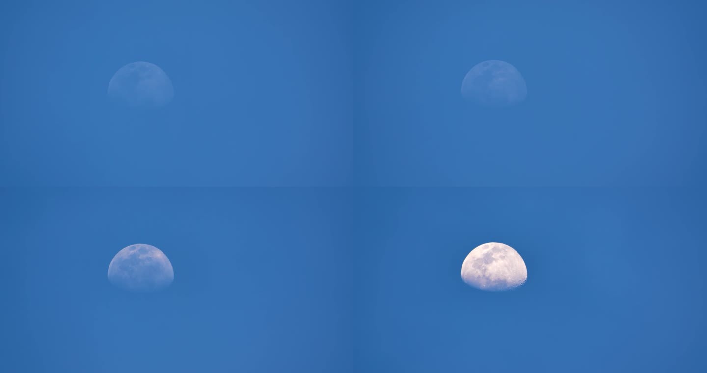 蓝天月球在白天看月亮