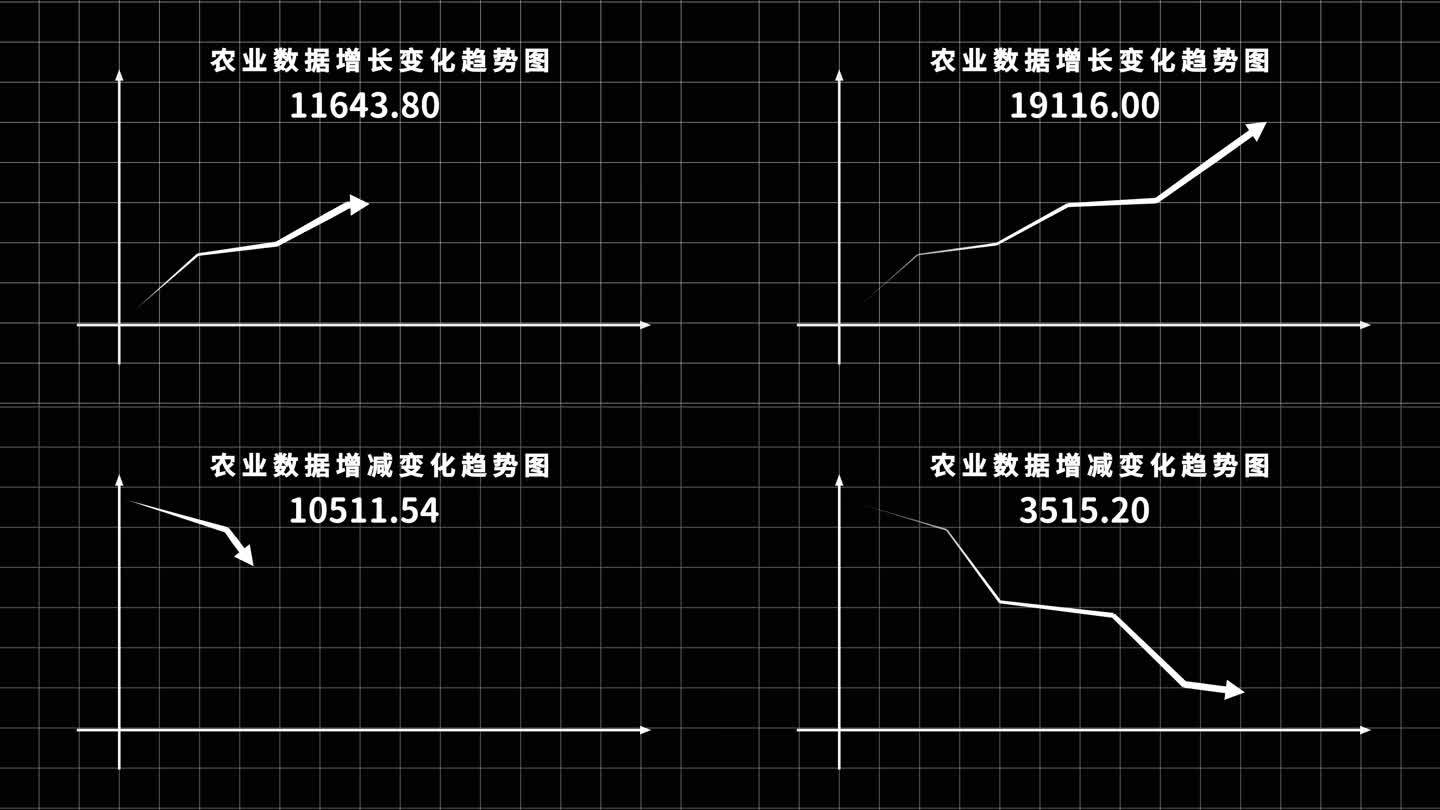 数据箭头上升下降趋势图模板箭头生长动画