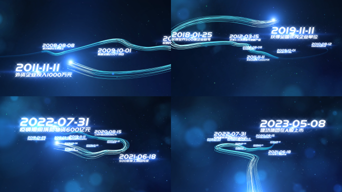 企业光线穿梭时间轴大事记文字AE模板