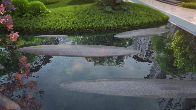 唯美新中式园林水景三维镜头