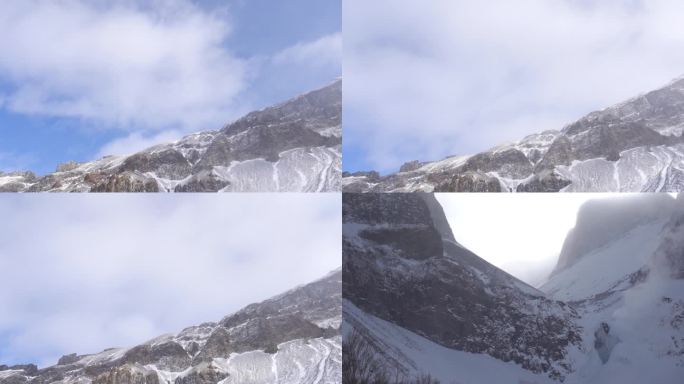 山脉云彩雪山高山冰川延迟摄影震撼冬天北方