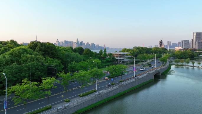 航拍杭州滨江区城市建设