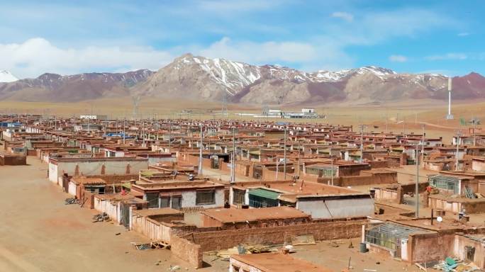 航拍西藏牧区 高原农村