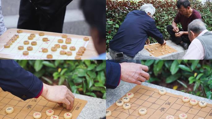 老人在公园下象棋（4K50帧）