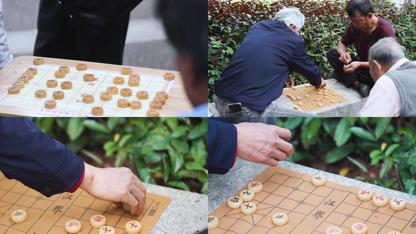 老人在公园下象棋（4K50帧）