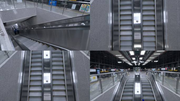 地铁站里的自动扶梯电梯