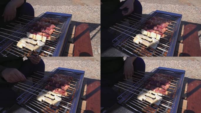 电烤板筋羊肉串露营 (1)