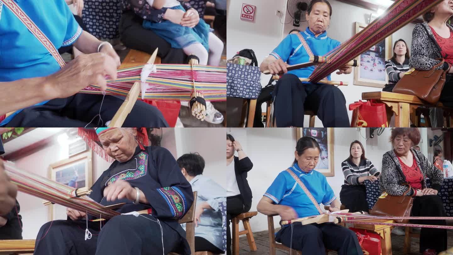 瑶族妇女手工织布