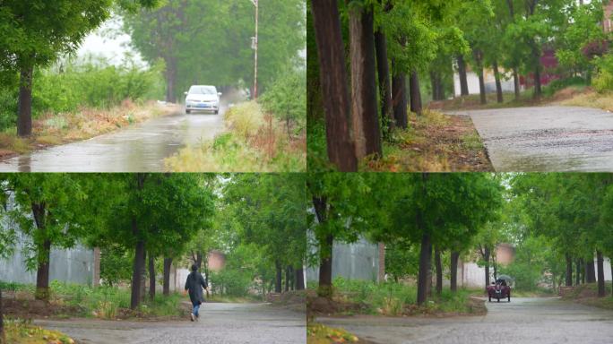 农村春天下雨之后村民们