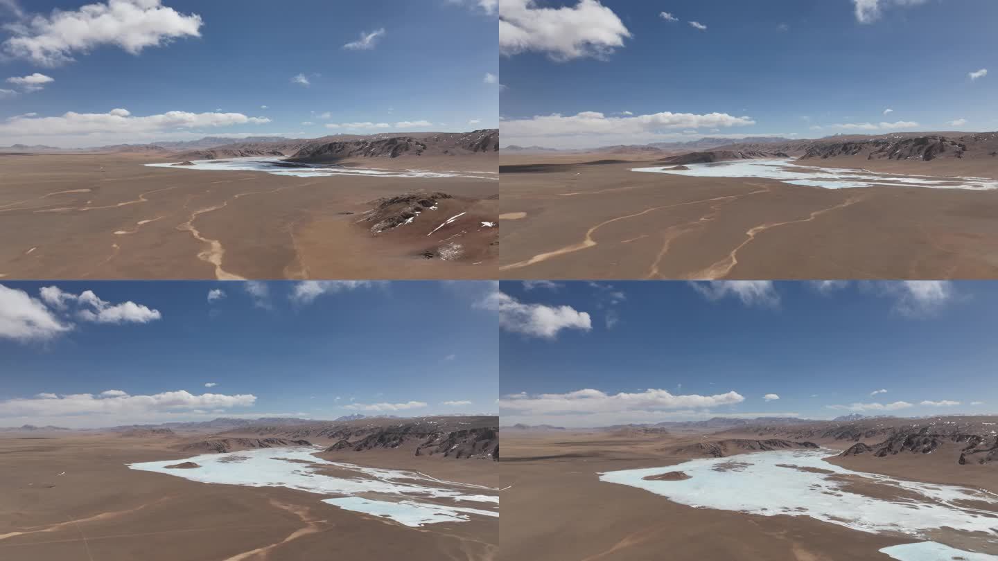 西藏高原湖泊水系航拍延时摄影