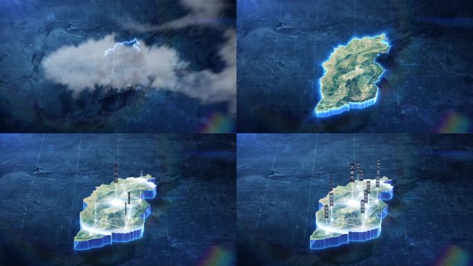 【AE模板】科技蓝暗调三维卫星地图 山西