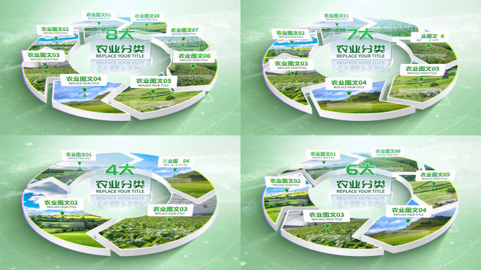 【2-8组】绿色箭头农业饼图分类AE模板
