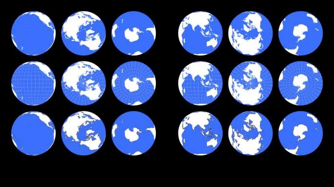 9不同样式地球旋转MG动画 带透明通道