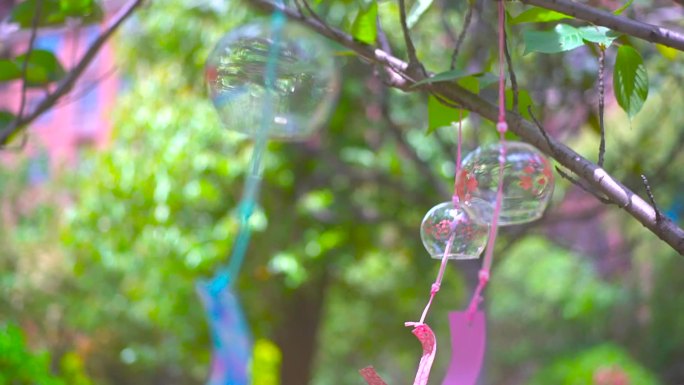 小清新风铃随风摆动 立夏 谷雨 夏日风铃