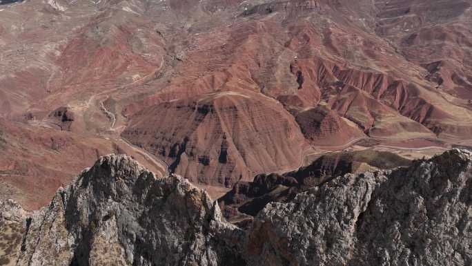 西藏高原山脊大地脉络纹理俯拍