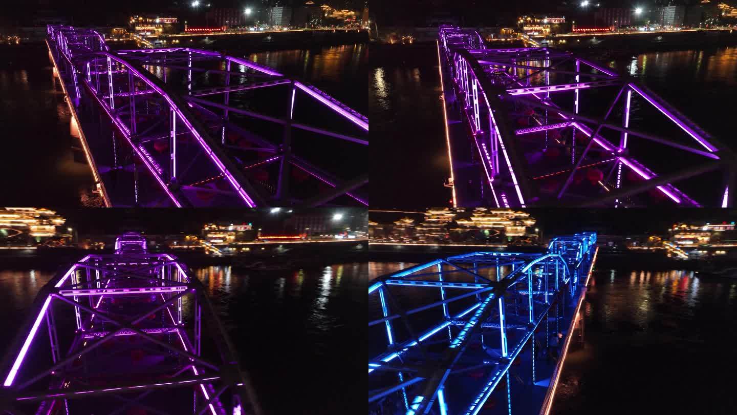 兰州 夜景 航拍 中山桥