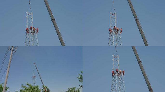 高压电网铁搭施工建设高空作业